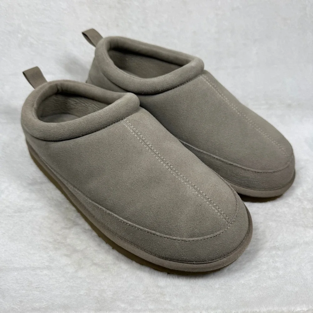 Bombas Sunday Slipper Mens Size 9 Suede Sherpa Lined Greige Taupe House Shoes